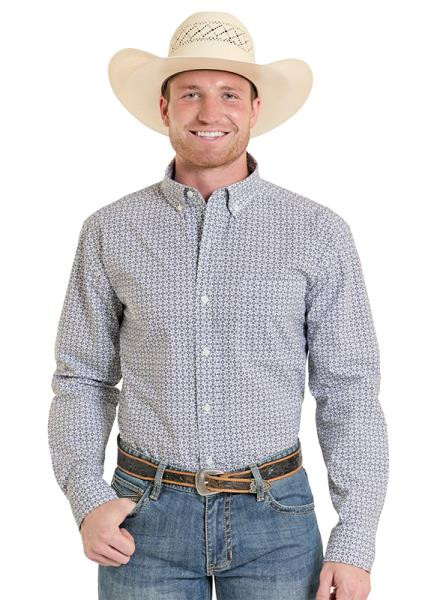 Panhandle Men's White Squared Long Sleeve Snap Shirt - Stockyard Style